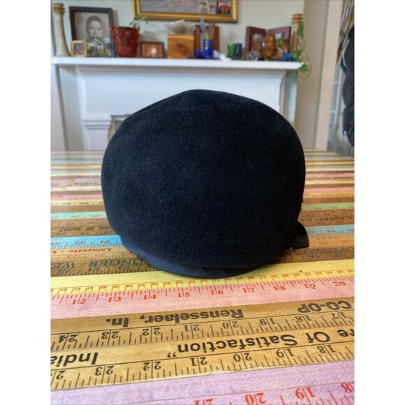 Vtg 1940's ADELE CLAIRE NY Italy Velvet Rhinestone Brooch Hat Union Made Pillbox - Picture 7 of 16